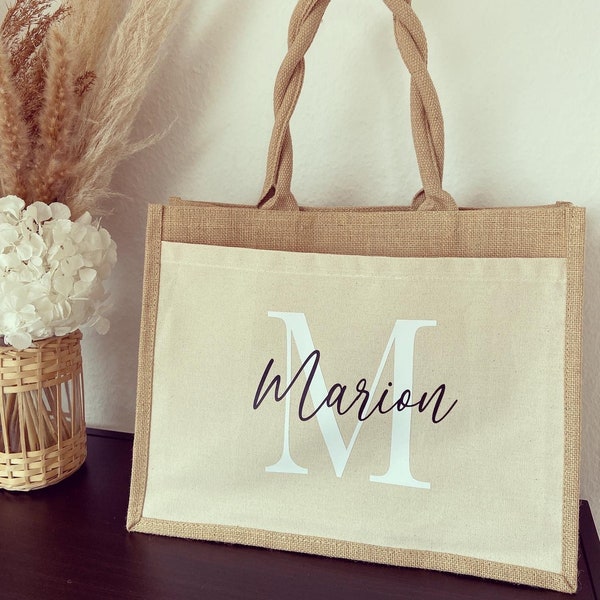 Jute bag with name, beach bag, personalized gifts, JGA bag