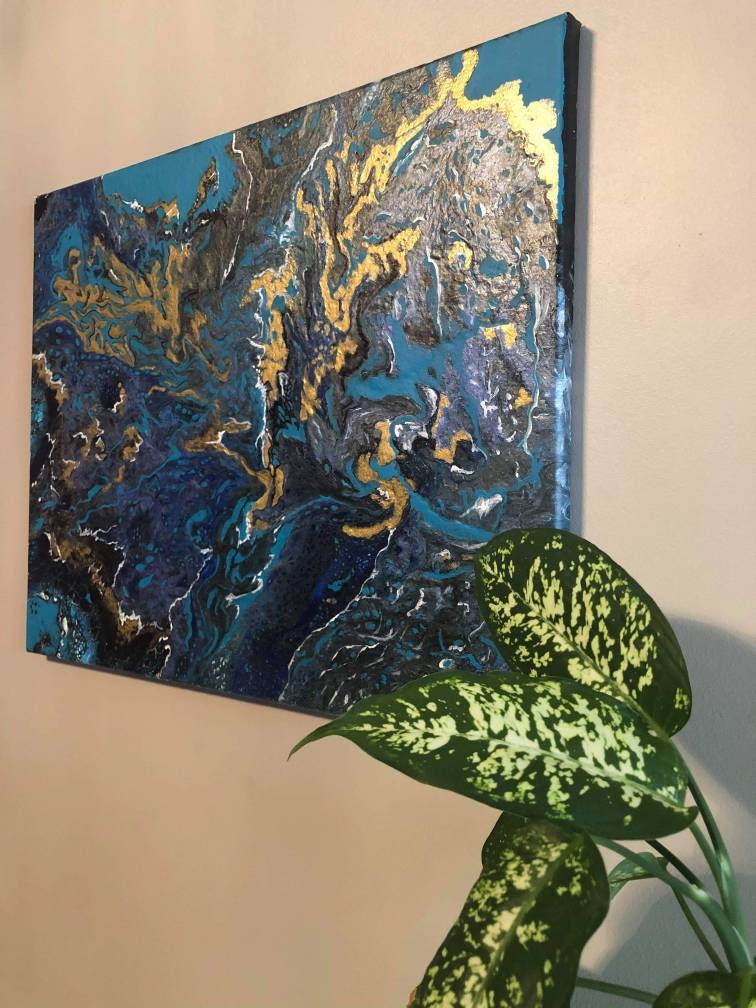 Décoration Mural Bleu et Or