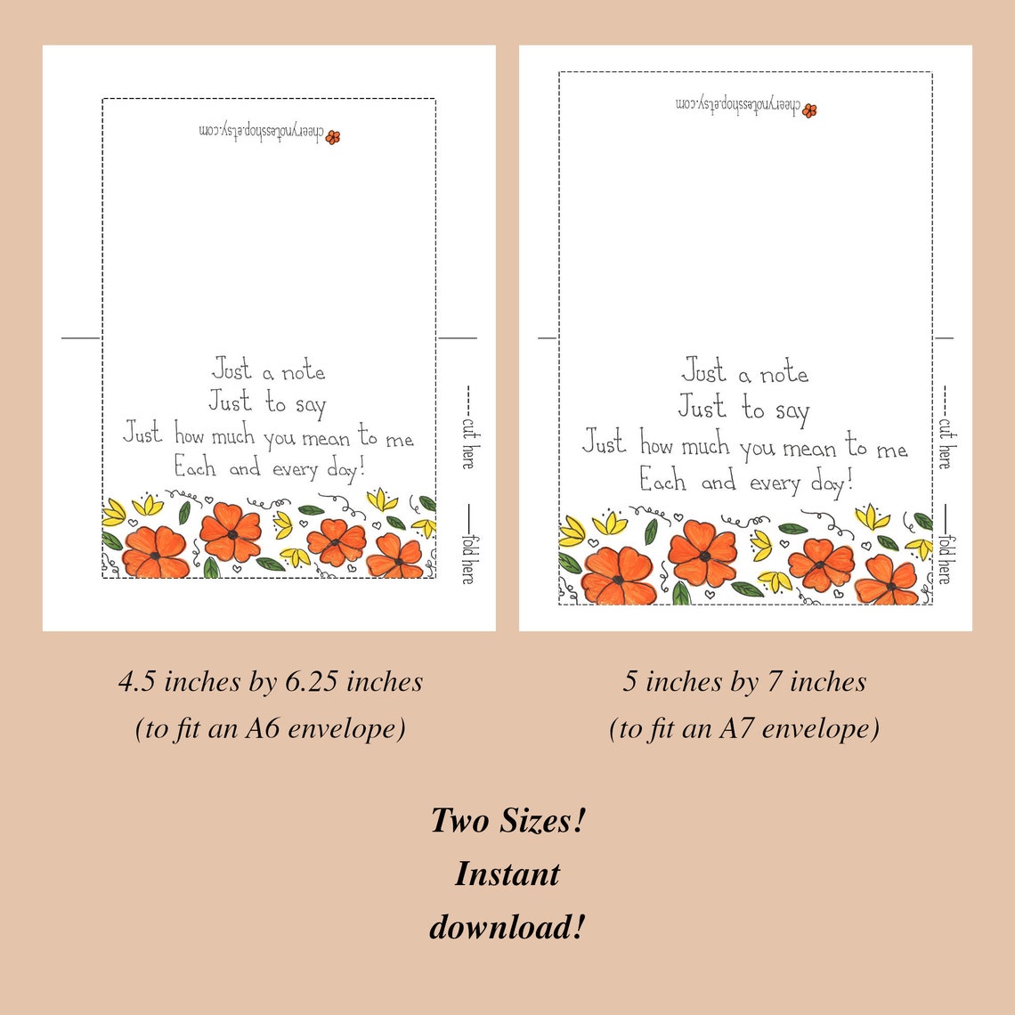 Printable Just a Note Card Instant Download Caring During - Etsy