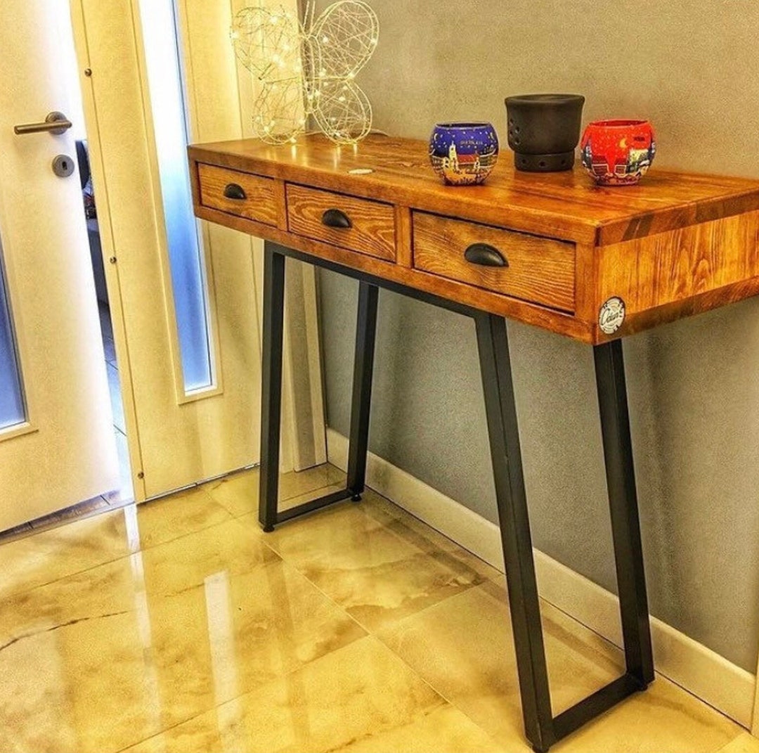 Rustic Custom Reclaimed Wood Console Table Handcrafted Etsy