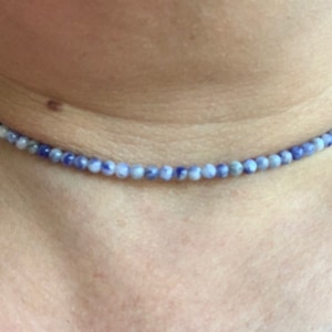 Picture stone jasper gemstone beaded choker necklace wrap memory wire boho hippie brown statement unique jewelry handmade gift for her