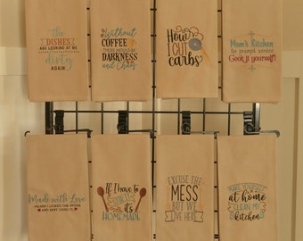 Fun Snarky Kitchen Tea Towels machine embroidered in USA
