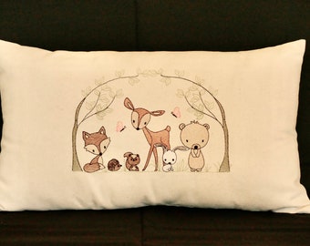 handmade Custom Baby woodland Animals lumbar rectangle Pillow for rocker or glider