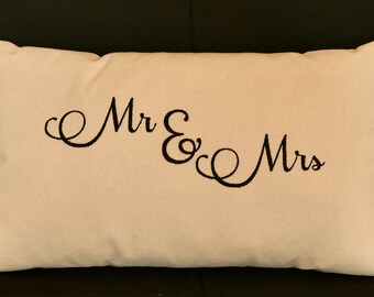 Mr & Mrs Embroidered Pillow