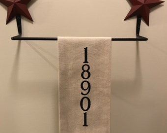 Personalized Zip Code Embroidered Towel, 100% Cotton Flatweave, Made in USA