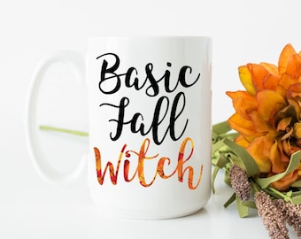 Caneca básica de bruxa de outono | Caneca de café fofa de Halloween | Caneca de bruxa de Halloween | Caneca de café de bruxa | Caneca de outono | Caneca de café de outono | Festa de Halloween