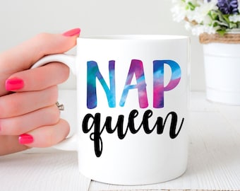 Nap Queen Cute Sleeping Coffee Mug | I Love Naps | Need A Nap | Afternoon Nap | Cat Nap Mug | Power Nap Mug | Gift For Her | Gift For Napper
