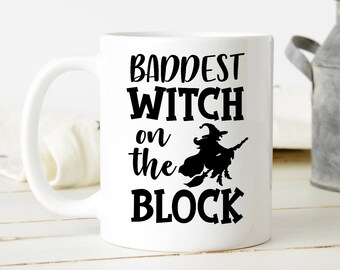 Bruxa de Baddest na caneca do bloco de <br> Entrega Rápida? Caneca engraçada da bruxa | Bruxa Má | o Dia das Bruxas Caneca de Café | Presente para ela | Fantasia de bruxa de Halloween | Fermentação das bruxas