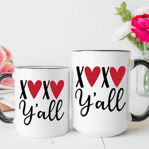 XOXO Y'All | Galentines Day Geschenke | XOXO Becher | Umarmungen und Küsse | Herz Kaffee Becher | Vday Geschenke für sie | Liebe Valentine Becher | XOXO Herzen
