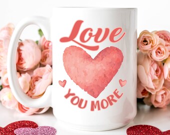 Te amo más / Regalos de aniversario / Tazas de café de amor / Tazas Coule enamorada / Tazas de pareja / Coule Valentine Te amo regalo / Taza de café del corazón