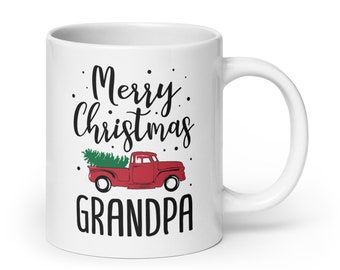 Merry Christmas Grandpa Coffee Mug | Christmas Truck | Happy Holidays | New Grandpa Mug | Christmas Gift For Grandpa | Gift for Papa