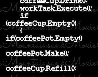 Computer Programmer PNG | Command Prompt Design | Funny Coffee Code | Nerdy Computer Specialist Gift | Digital Instant Download Only