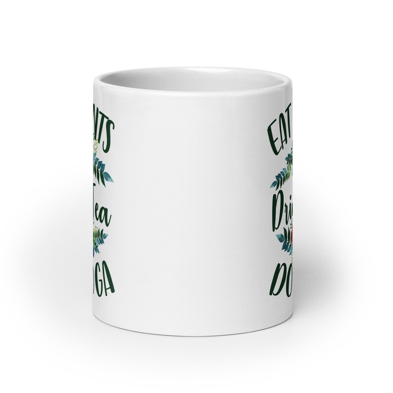 Eat Plants Drink Tea Do Yoga Mug | Vegetarian Mug | Tea Cup | Gift For Yogi | Yoga Gift | Vegan Gift | Floral Yoga Mug | Healthy Lifestyle image 6