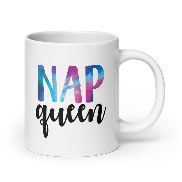Nap Queen Cute Sleeping Coffee Mug | I Love Naps | Need A Nap | Afternoon Nap | Cat Nap Mug | Power Nap Mug | Gift For Her | Gift For Napper