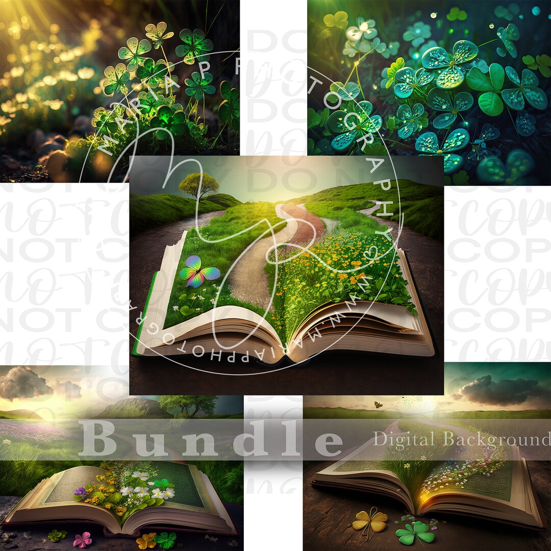 St Patrick's Day Spring Digital Backgrounds Bundle, Magical Land ...