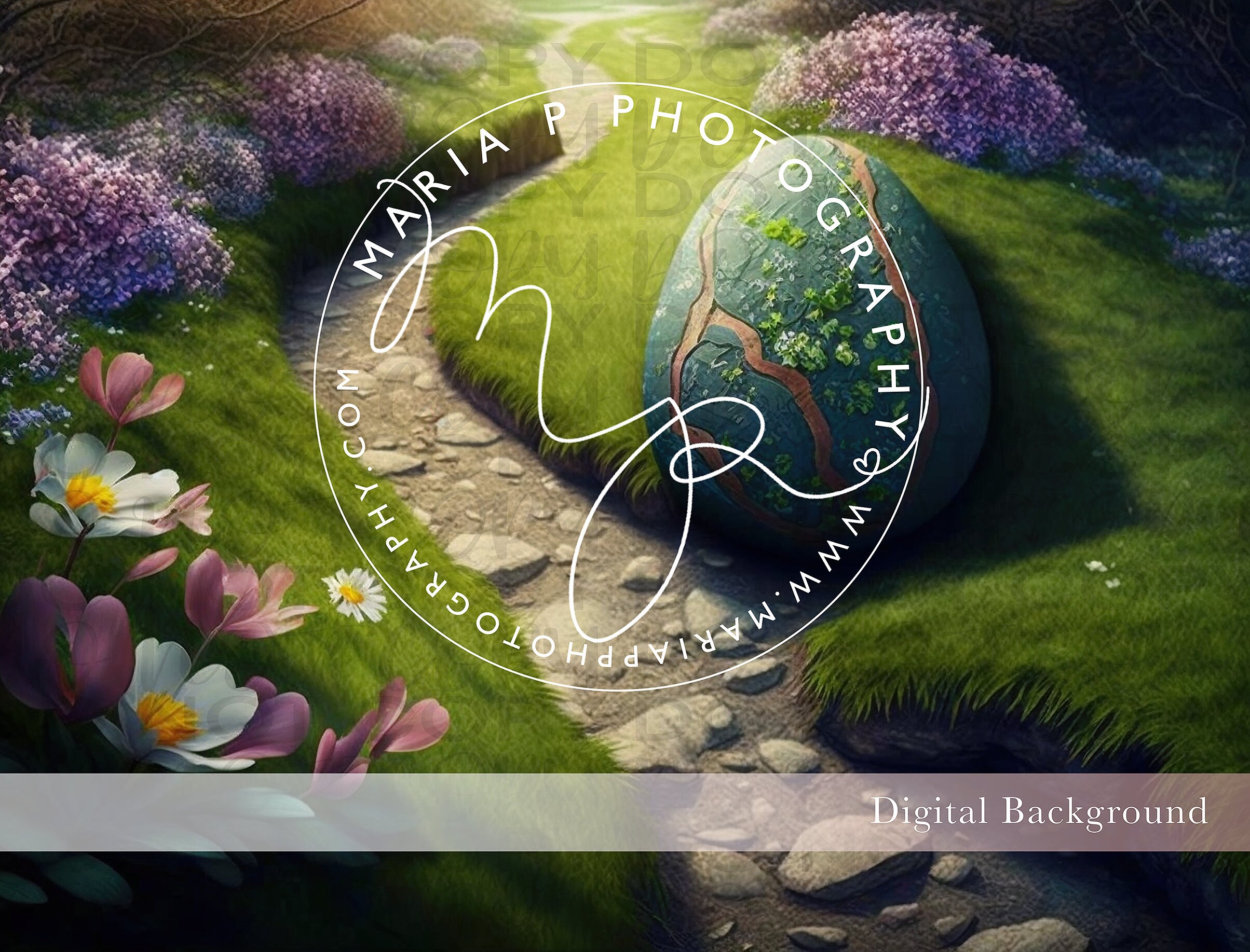 Easter Background Path Easter Egg Path I Digital Background, Easter Bunny, Painting, Dreamy ...