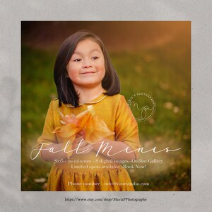 Fall Minis Session Template, Fall Template, Mini Session Templates, Photoshop Template, Autum Session