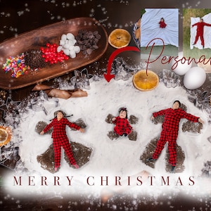 gepersonaliseerde Snow Angels digitale kerstkaart, meel Snow Angels Card, aanpasbaar, gelukkige feestdagen, leuke familie portretkaart