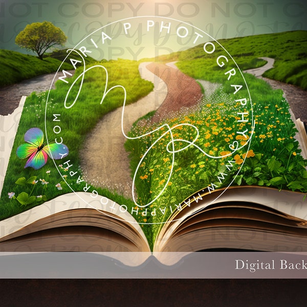 Springtime Fairytale Book III Digital background, painting, St Patricks, dreamy, photoshop, composite, fantasy, Instant Download, PS PSE