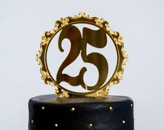 Customizable 25th Birthday Cake Topper