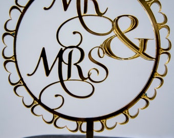 Mr and Mrs Acrylic Wedding Cake Topper