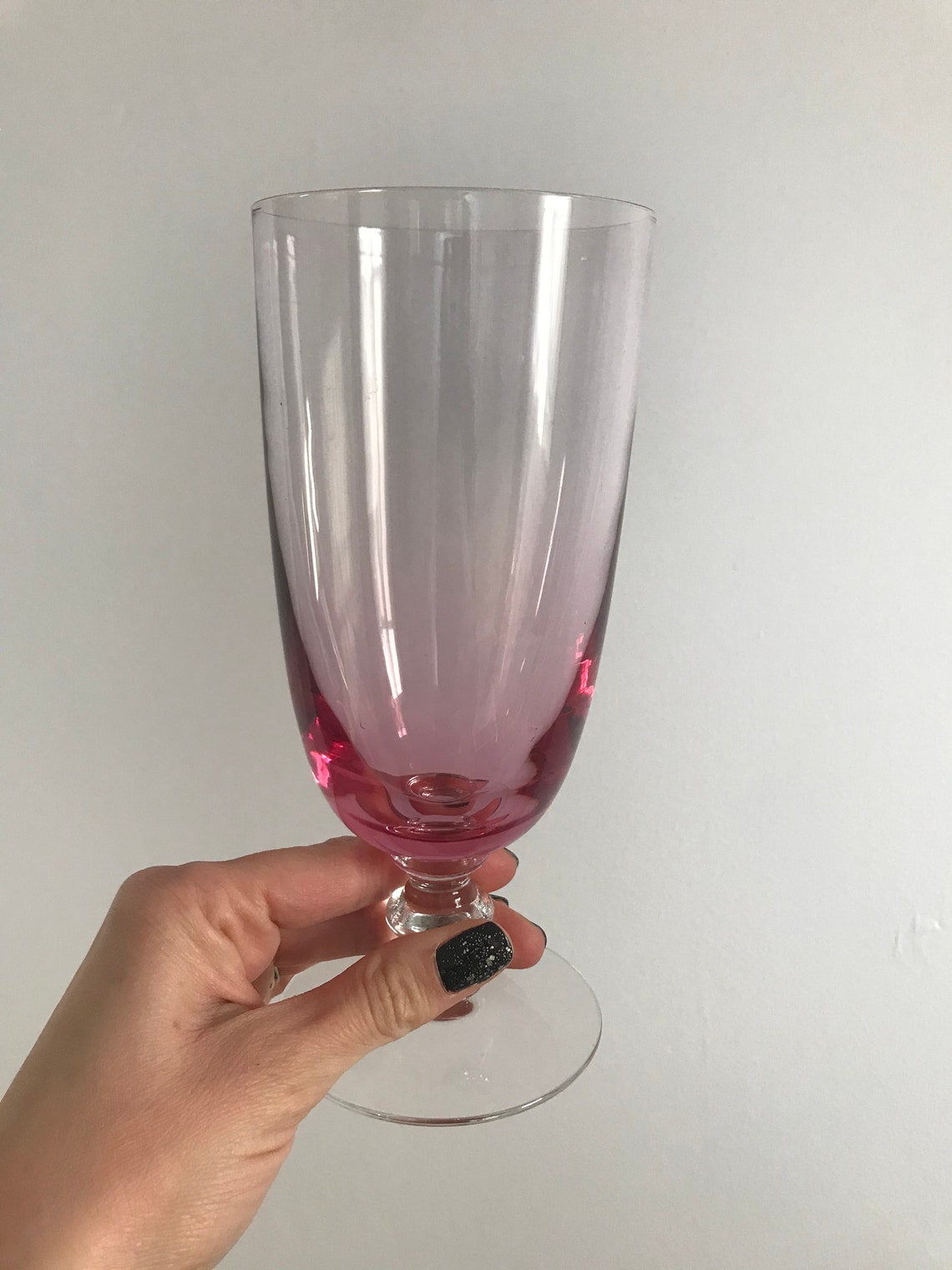 Pink Crystal Glass Stemware Four Piece Set Etsy