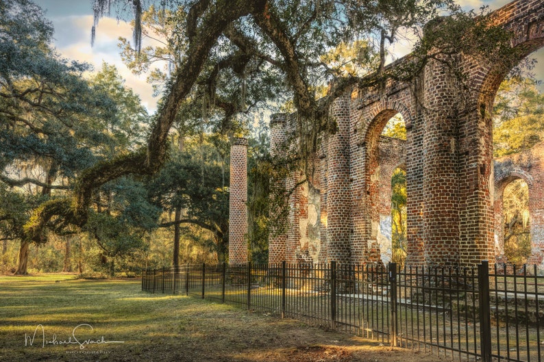 South Carolina Sheldon Church Ruins photography Art Prints, Giclees fine art print
