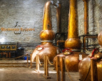 Woodford Reserve, Copper Pot Stills, bourbon, Kentucky art, man cave, KETTLE ROOM