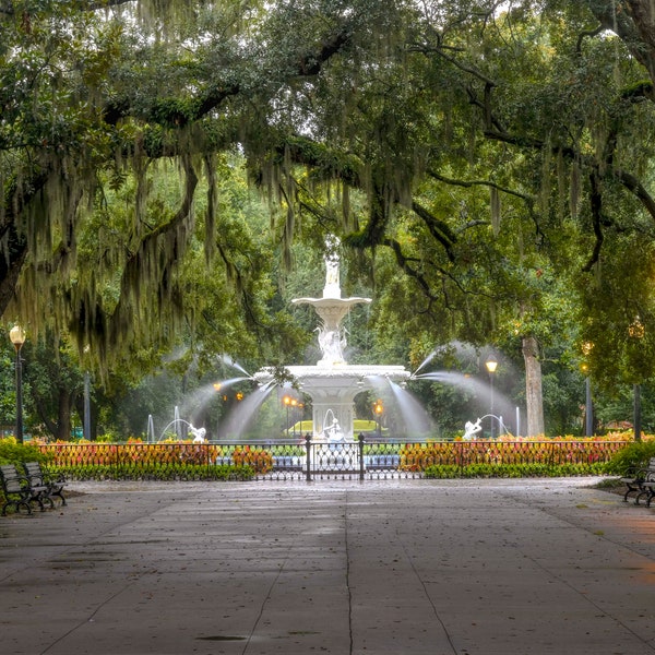 Forsyth Fountain in Savannah, Ga fine art print