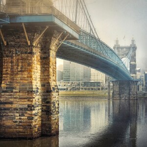Roebling Bridge in Cincinnati, Fog