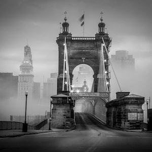 The Lost City - Cincinnati Roebling Bridge in the Fog