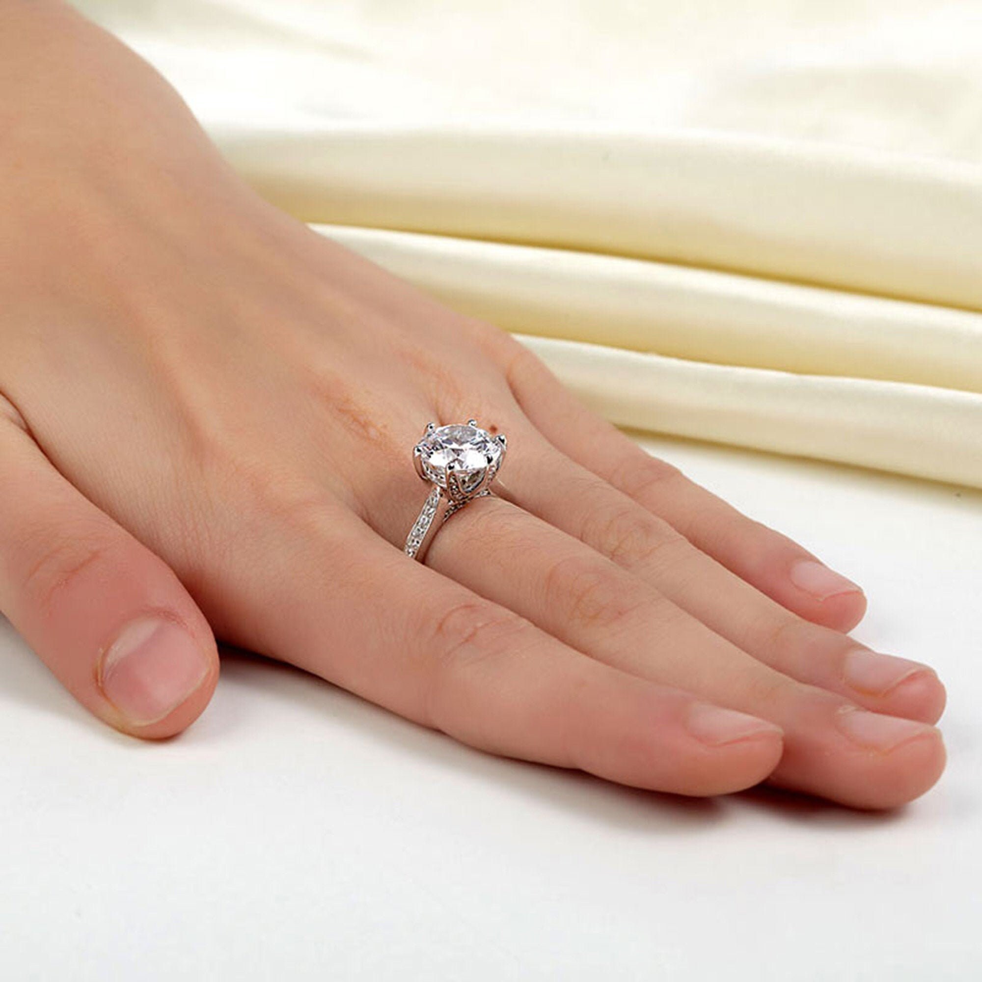 3 Carat Lab Created Diamond Ring Round Engagement Ring 925 Etsy UK