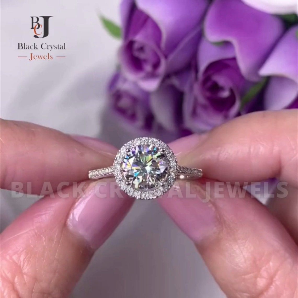 Halo Engagement Ring 1.25 Carat Lab Created Diamond Ring 14k Etsy