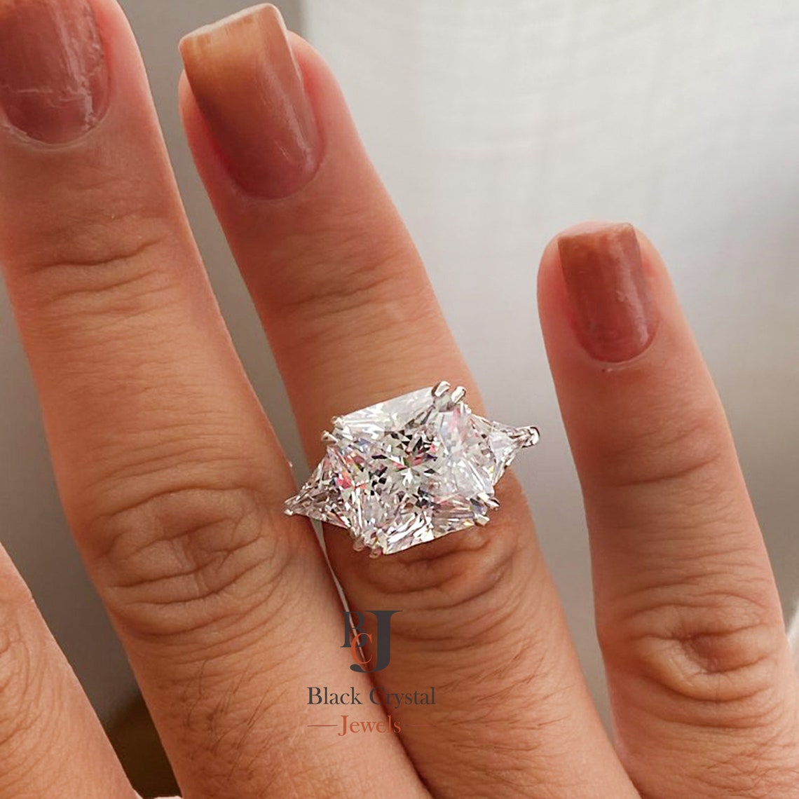 ThreeStone Luxury Ring Anniversary 8 Carat Created Diamond Etsy