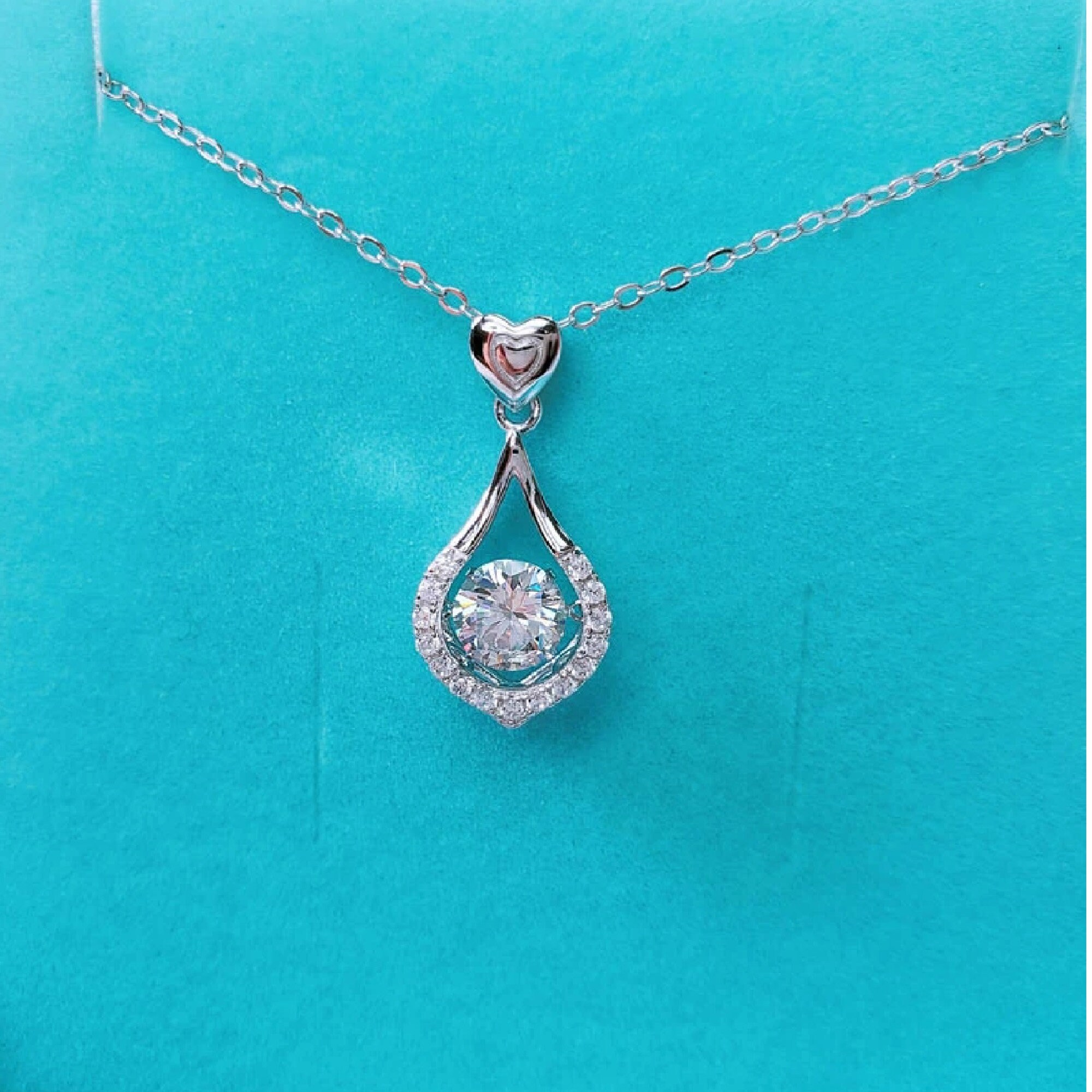 1 Carat Moissanite Diamond Necklace Dancing Stone Teardrop Etsy