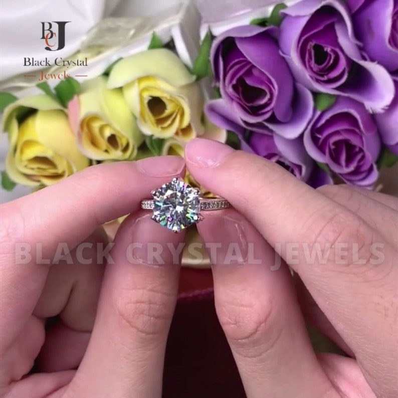 3 Carat Lab Created Diamond Ring Round Engagement Ring 925 Etsy