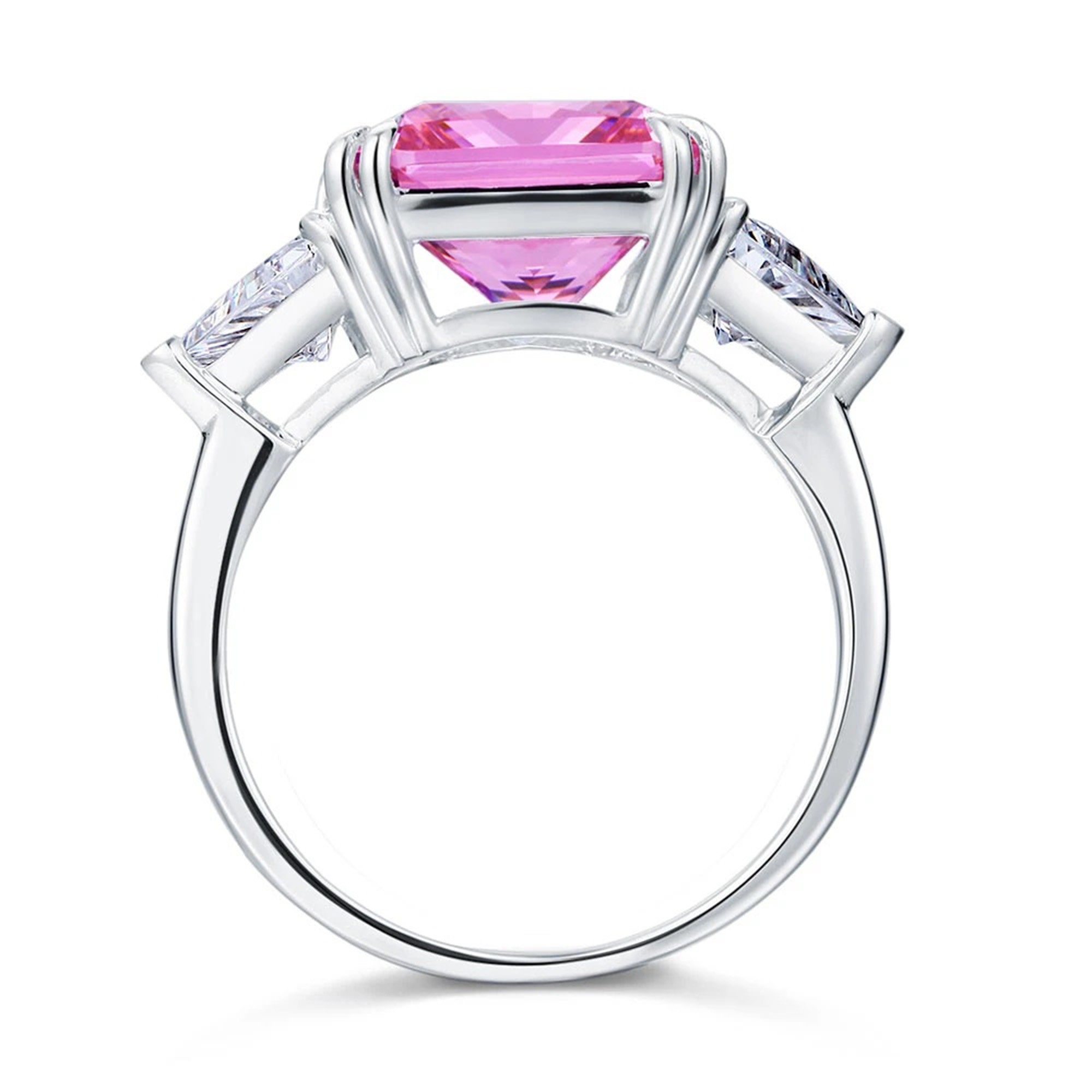 8 Carat Three-Stone Ring Fancy Pink Created Diamond Cushion | Etsy