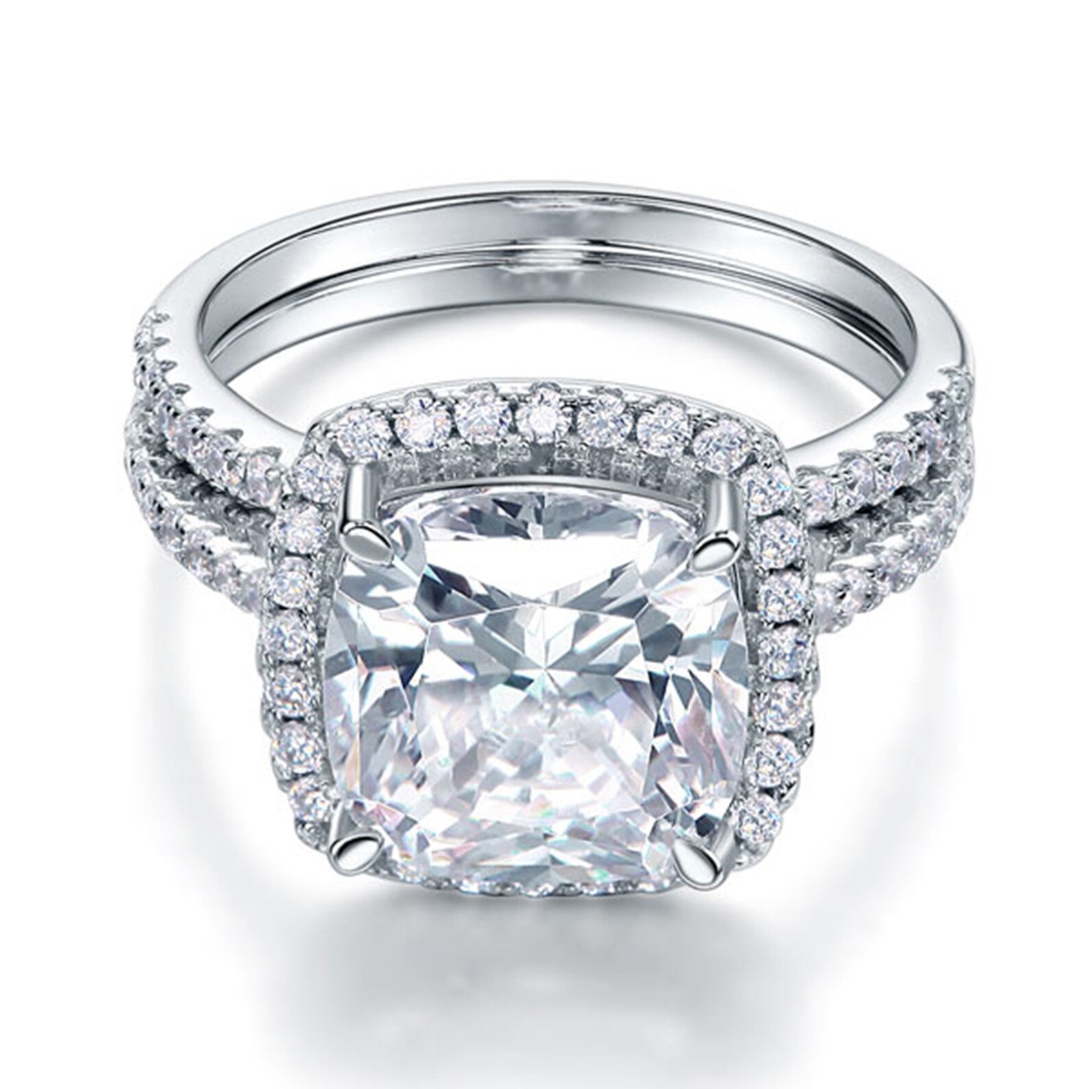 Halo Cushion Engagement Ring 5 Carat Lab Created Diamond Etsy