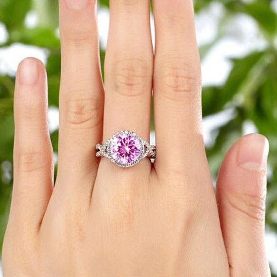 Pink Stone Engagement Ring Radiant Cut Ring