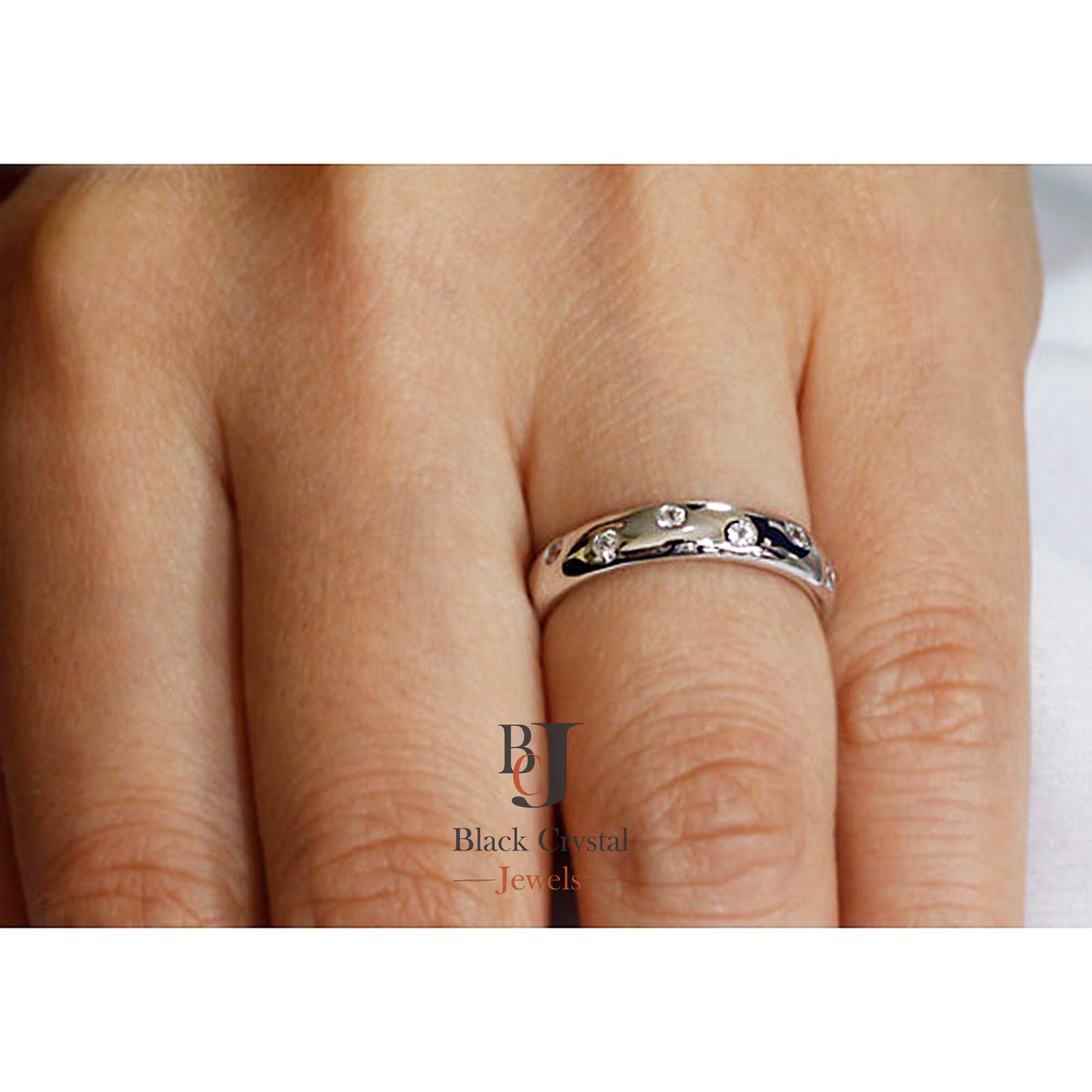 4mm Flush Set Round Cut Diamond Eternity Wedding Band Ring 14k Etsy