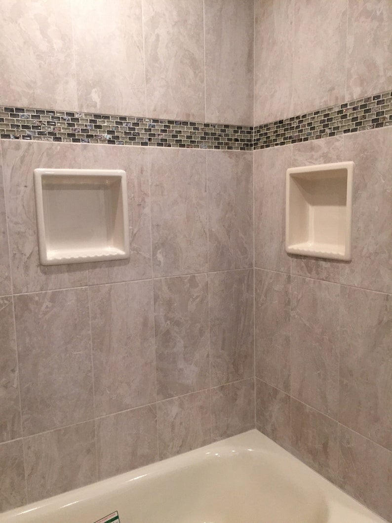 1 Compartment Sanitary Tile Recessed Ceramic Shower Niche Shelf Gloss