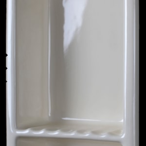 Classic series 2 Compartment bathroom ceramic shower shelf sanitary gloss white