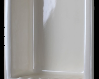 Classic series 2 Compartment bathroom ceramic shower shelf sanitary gloss white