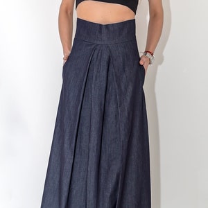 Denim Skirt, Women Party Skirt, Long Skirt, Designer Skirt, Fashion Skirt, Pleated Skirt, Loose Skirt, New Collection, ConceptBG