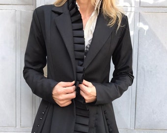 Asymmetric Women Blazer, Fashion Blazer, Long Sleeves Blazer, Office Jacket, Cocktail Blazer, Party Jacket, ConceptBG,