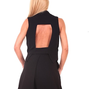 Summer Vest, Extravagant Vest, Asymmetric Top, Fashion Blazer, Sleeveless Vest, Designer Top, Black Vest, ConceptBG , Event Vest ,Event top