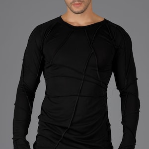 Handmade Italian Knit Cotton Long Sleeve Top: Men's Avant-Garde Streetwear / ConceptBG