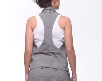 Women Vest, Racer Back Vest, Sleeveless Vest, Designer Vest, Asymmetric Vest, ConceptBG