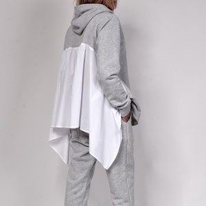 Conjunto de punto de algodón: cárdigan asimétrico y pantalón ancho