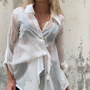 Asymmetric White Shirt: Extravagant Cotton Blouse
